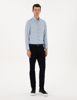 A__k Mavi Flanel Dokulu Slim Fit Uzun Kollu G_mlek - Pierre cardin фото 4