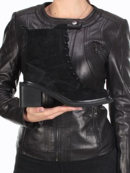 04-E21W-2B BLACK Ботинки зимние женские (натуральная замша, натуральный мех) - Фабричный китай фото 3