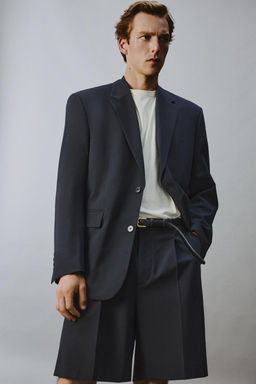 BERMUDA PLIEGUES TRAJE RELAXED FIT / Marino oscuro