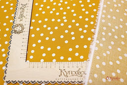 Штапель Россыпь среднего гороха-2 на ярко-горчичном, ш.1.44м, вискоза-100%, 100гр/м.кв - Купава фото 4