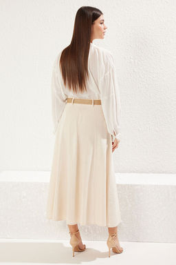 TRENDYOLMILLA Bej Kemer Detayl? Keten Maxi Boy A-line Maxi Boy Dokuma Etek TWOSS25ET00071 фото 5