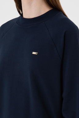 Kad_n Lacivert Regular Bisiklet Yaka Basic Sweatsh_rt