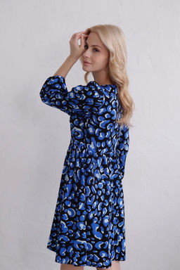 Платье чёрно-синее с присборенной юбкой - Martichelli фото 8