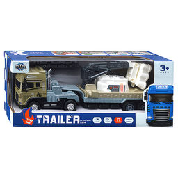 Машина "Тягач с прицепом и прожекторами на манипуляторе" (свет, звук) в коробке