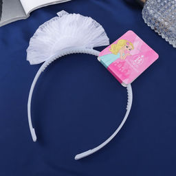 Цена за 6 шт. Ободок для волос «Школьница», облачко полосы, d=10 см, белый