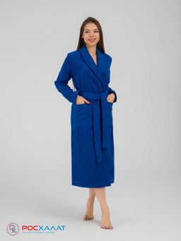 Женский махровый халат с шалькой синий МЗ-02 (89)