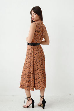 Martichelli Шёлковое платье, как из к/ф Красотка, светло-коричневое с принтом  фото 15