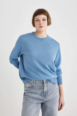 Свитер обычного кроя с круглым вырезом - Defacto фото 4