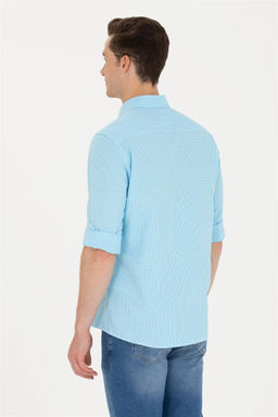 Мужская бирюзовая рубашка с длинным рукавом Неожиданная скидка в корзине - U.s. polo assn фото 5