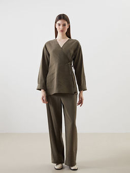 Kruvaze Yaka Modal Kar???ml? Kad?n Kimono