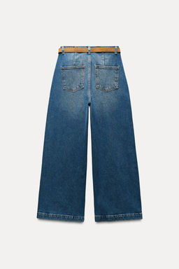 Z1975 WIDE-LEG CROPPED HIGH-WAIST BELTED JEANS - Zara фото 6