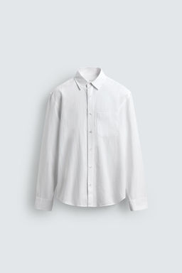 CAMISA REGULAR FIT EFECTO ARRUGADO / Blanco - Zara фото 8