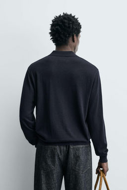 WOOL/SILK KNIT POLO SHIRT - Zara фото 3