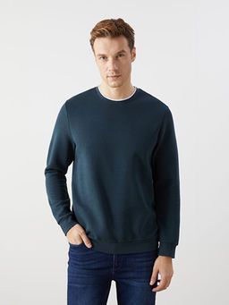 Bisiklet Yaka Uzun Kollu Erkek Sweatshirt