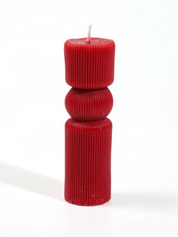 Свеча интерьерная «Бархатные полосы», 3.8×3.8×14 см, 140 г, 12 ч, красный