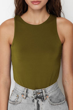 Yag Yesili Halter Yaka Vucuda Oturan Esnek Alttan C?tc?tl? Orme Body TWOSS20BD0044
