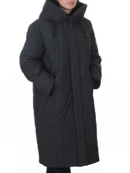 A615 GRAY/BLUE Пальто зимнее женское (верблюжья шерсть, 120 гр. холлофайбер)