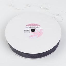 Лента бархатная, 25 мм, 181 м, серая №184 - Арт узор фото 4