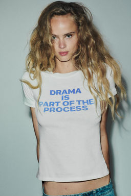 SLOGAN RIPPED COTTON T-SHIRT - Zara фото 12