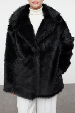 Siyah Oversize Kal?p Kurk Mont TWOAW25MO00155 - Trendyolmilla фото 3