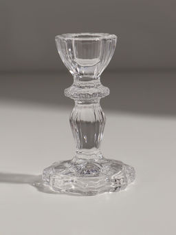 Цена за 2 шт. Стеклянный подсвечник на 1 свечу «Бутон на ножке», прозрачный, d=2.2 см, 7×7×11 см