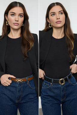 Trendyolmilla Siyah-Siyah Tokal? 2li Paket Deri Gorunumlu TWOAW25KE00001 фото 5