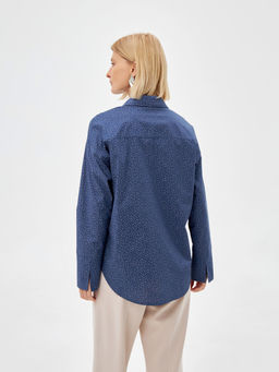 Блузка женская дл. рук. KATHARINA KROSS KK-B-0004V-синий.принт  фото 4