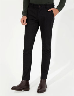 Siyah Slim Fit Keten Kar___ml_ Chino Pantolon - Pierre cardin фото 2