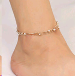 Браслет на ногу тройной 20(27) см / К0251 /уп 12/ золото - Галеонтрейд фото 2