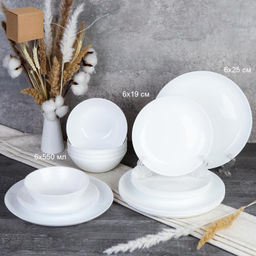 Столовый набор 18 предметов Сан райс / GRAY-18 7517 (WHITE) /уп 2/