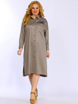 Платье-рубашка бежевого цвета в деловом стиле