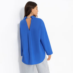 Рубашка с декоративной спинкой, Создала себя сама (синяя) - Charutti фото 5