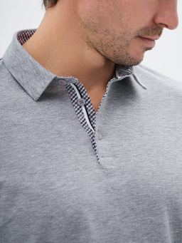 Джемпер мужской с воротником поло короткий рукав GREG G144-PM124T-LT1393 (серый)