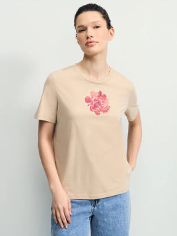 Футболка из хлопка с принтом / Zarina фото 3