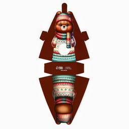 Цена за 5 шт. Коробка новогодняя складная с окном «Мишка», 6×12×3.5 см