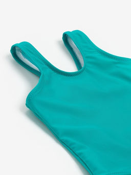 Купальник для девочки слитный MINAKU: Swim Collection, зелёный, рост 110-116 см
