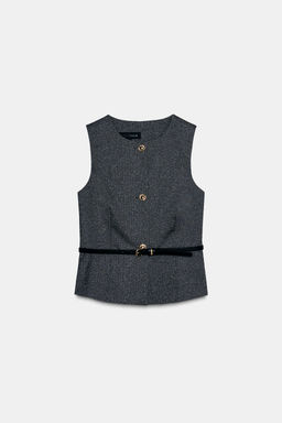 MARLED WAISTCOAT TOP WITH BELT - Zara фото 8