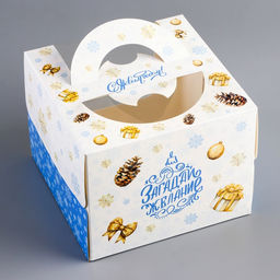 Коробка под бенто - торт с окном новогодняя «Чудеса случаются», 16×16×12.5 см