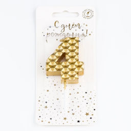 Свеча в торт на шпажке Соты, цифра 4, 7 см, золото - Simaland фото 4