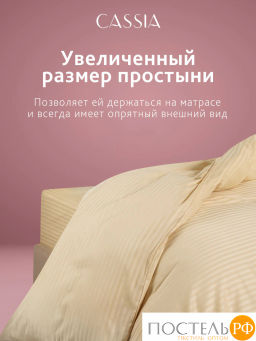 Простыня CASSIA ЛЮКС Страйп сатин хлопок-сатин беж.  фото 4