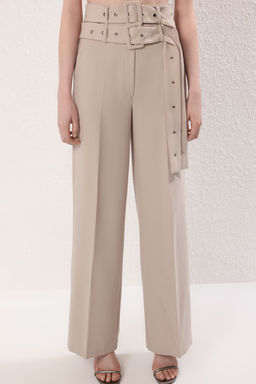 TRENDYOLMILLA Tas Cift Kemer Detayl? Dokuma Pantolon TPRSS25PL00000 фото 16