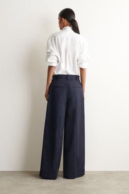 PANTAL?N WIDE LEG DE TWILL DE ALGOD?N