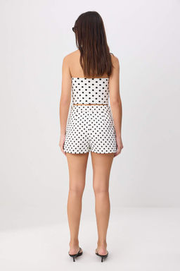 Siyah-Beyaz Gabardin Puantiyeli Mini _ort & Bermuda TWOSS26SR00253