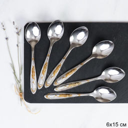 Ложка чайная 6 штук Золото Феникс / MJT9-1 /уп 100/ золото 15