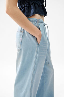 Pantal?n denim con cord?n de ajuste - H&m фото 7