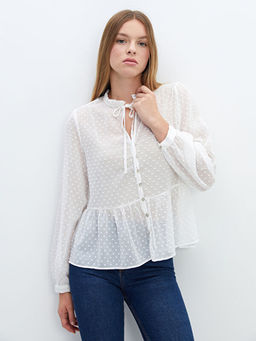 Ba?lamal? Yaka Dokulu Kad?n Bluz