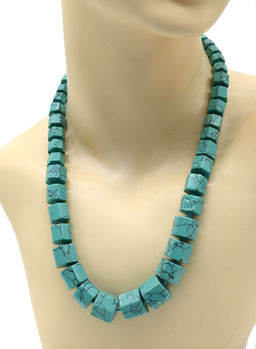 Колье на увеличение из бирюзы (имитация) цилиндр гр.16*13мм, 50см