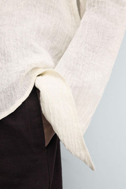 100% CRINKLED LINEN SHIRT - Zara фото 5