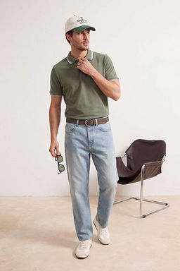 Ye_il Regular Pike Esnek Kuma_ Triko Bantl_ Polo Yaka T-shirt TMNSS26PO00052 - Trendyolmilla фото 2