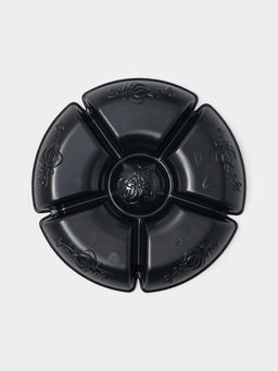 Менажница глубокая, 6 секций, d=28 см, пластик, чёрная